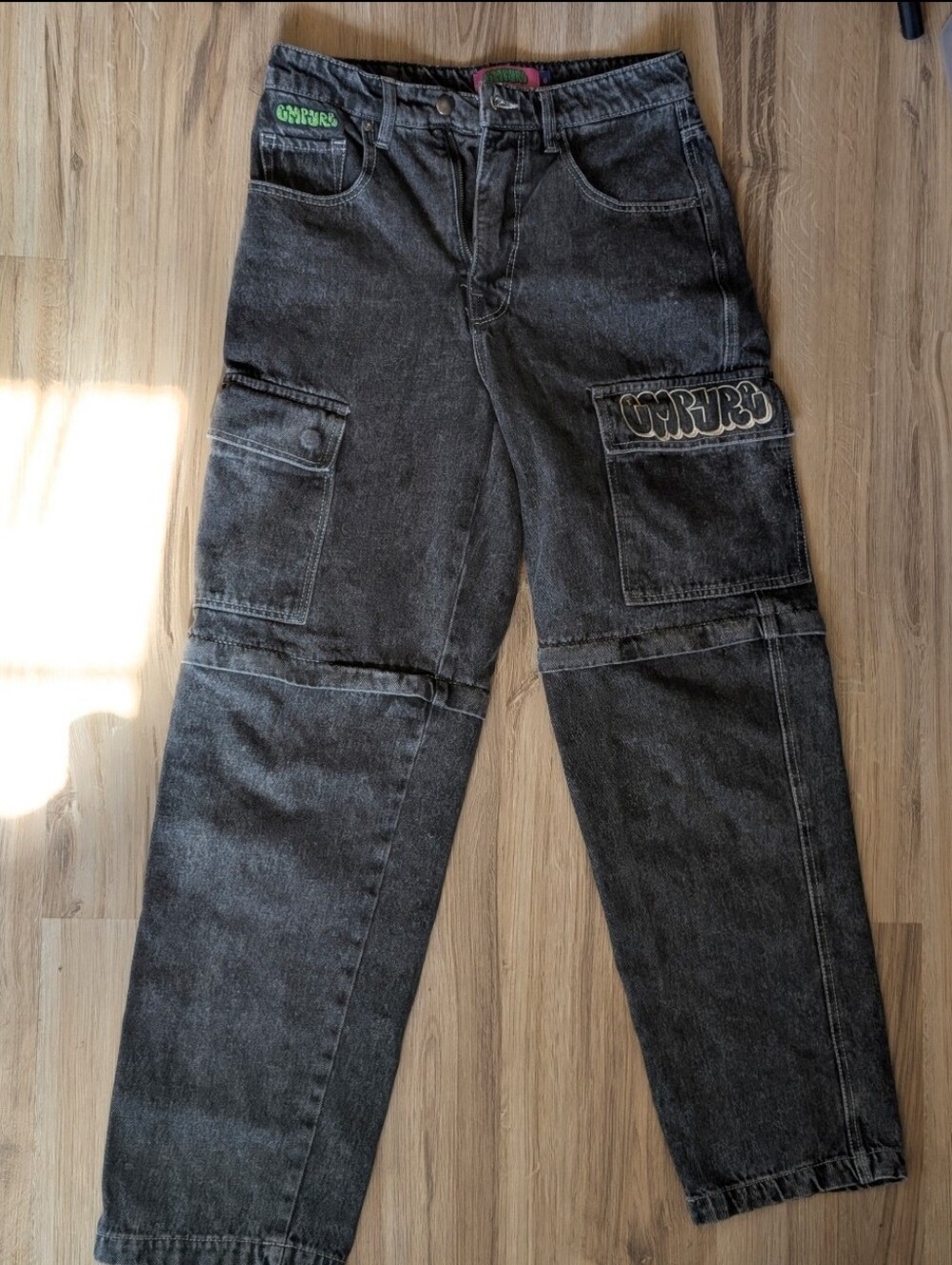 Empyre Tori Charcoal Wash Zip Off Cargo SkateJeans
